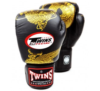 Боксерские перчатки Twins Special с рисунком (FBGV-23 black-gold)